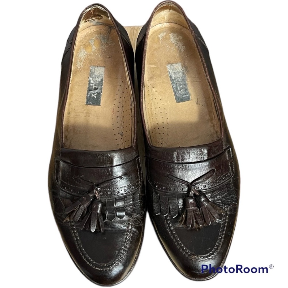 Bally Vigo Brown Leather Tassel Loafers Size 10.5